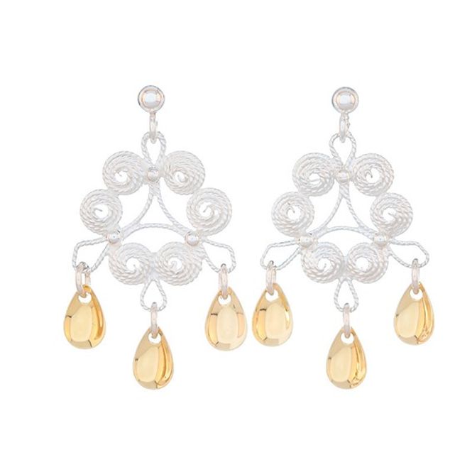 Hovedbilde Ørepynt Nordland stor, hvit/forgylt