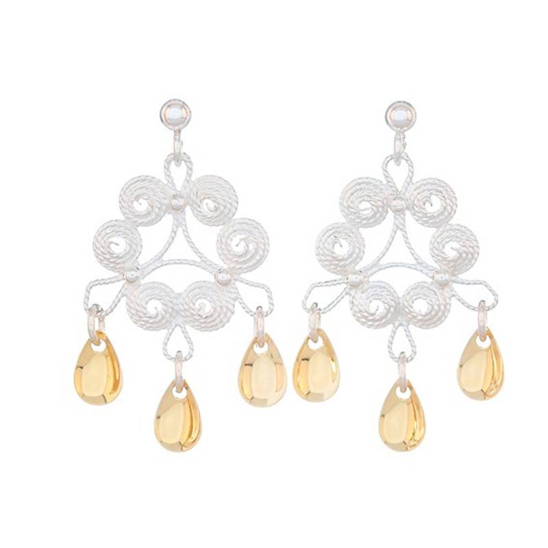 Ørepynt Nordland stor, hvit/forgylt