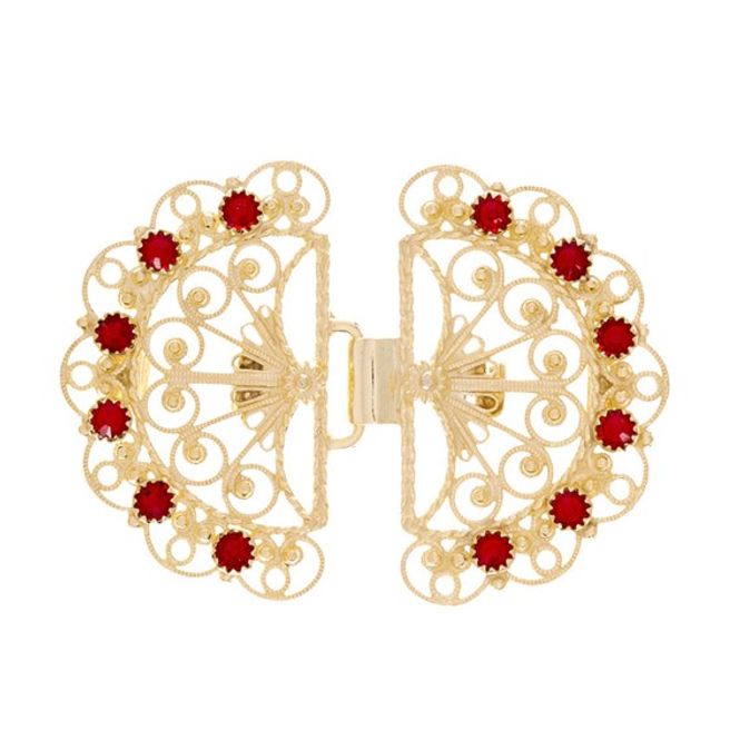 Hovedbilde Beltespenne forgylt med røde stener, øsken